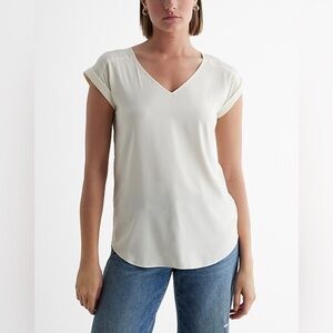 Express Ivory V-Neck Blouse